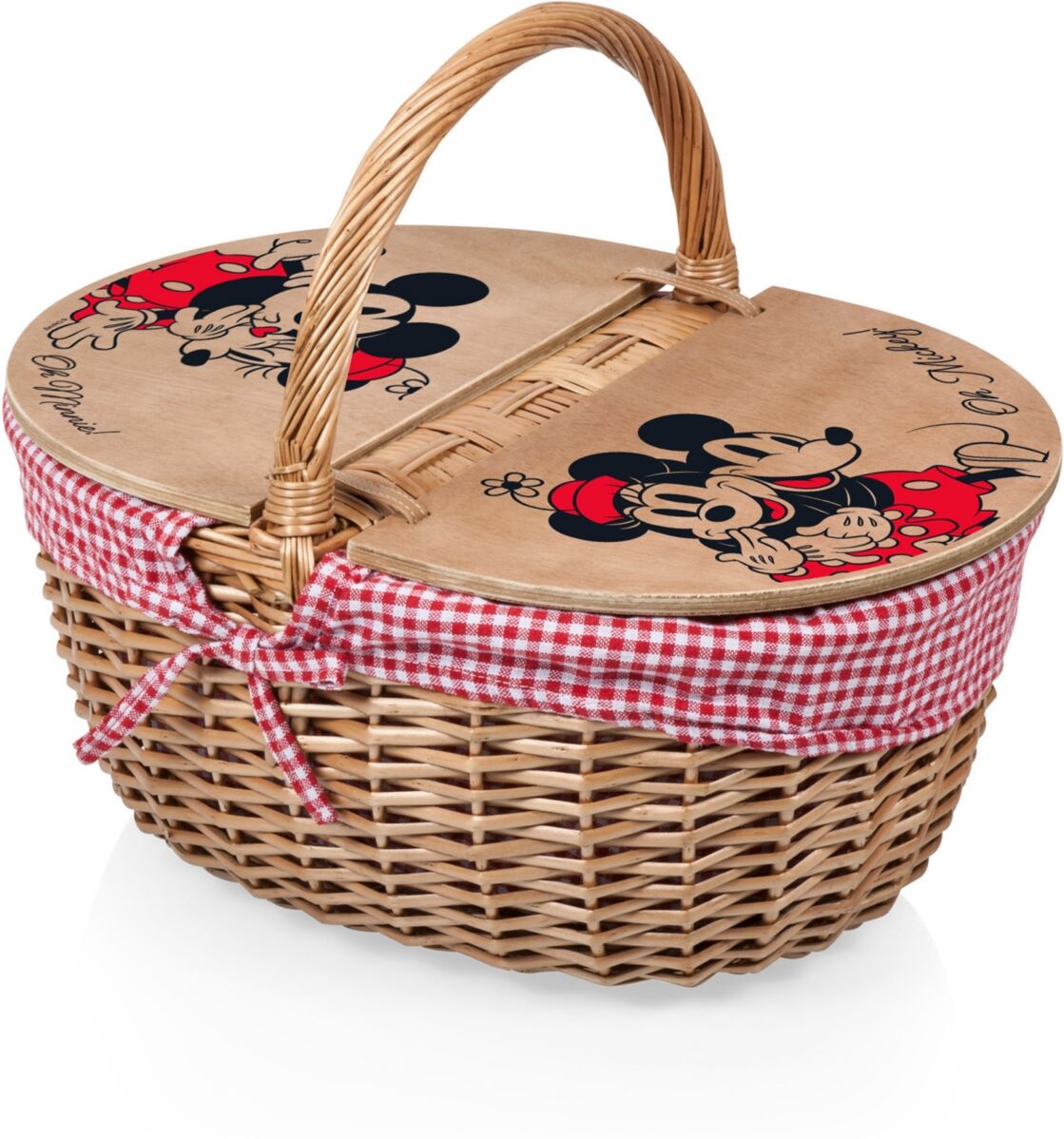 Picnic Time Disney Mickey Minnie Mouse Country Picnic Basket - Red, White Gingham