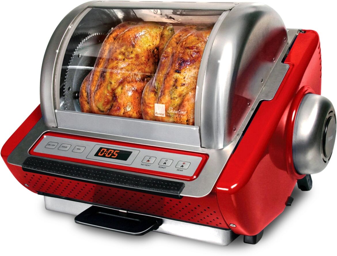 Ronco Ez-Store Rotisserie Oven, Large Capacity (15lbs) Countertop Oven, Multi-Purpose Basket for Versatile Cooking, Digital Controls & Compact Storage