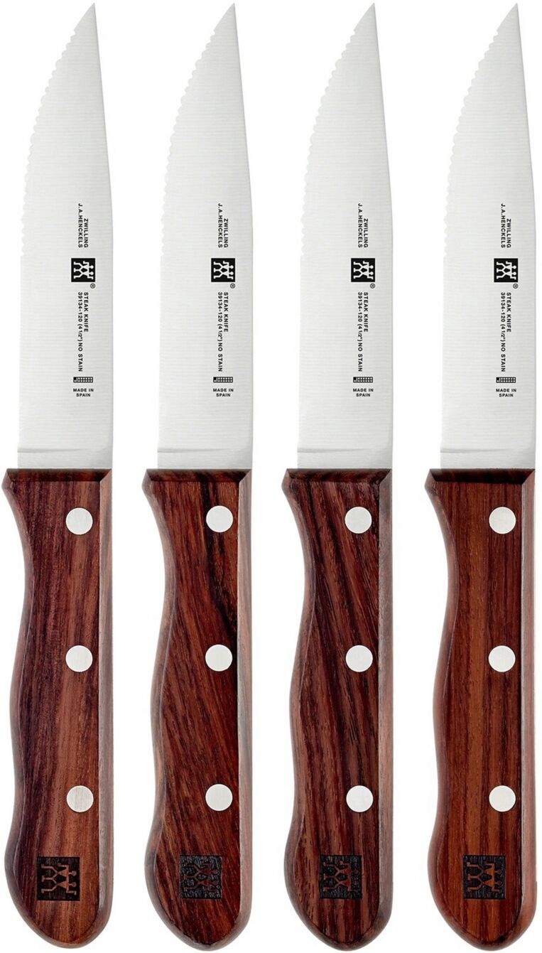 Zwilling 4-Piece Steakhouse Steak Knife Set with Storage Case - Brown