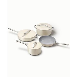 Caraway Aluminum Non-Toxic Ceramic Non-Stick 7 Piece Cookware Set - Cream