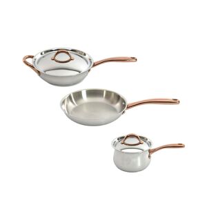 BergHOFF Ouro 18/10 Stainless Steel 5 Piece Starter Cookware Set with Metal Lids - Silver