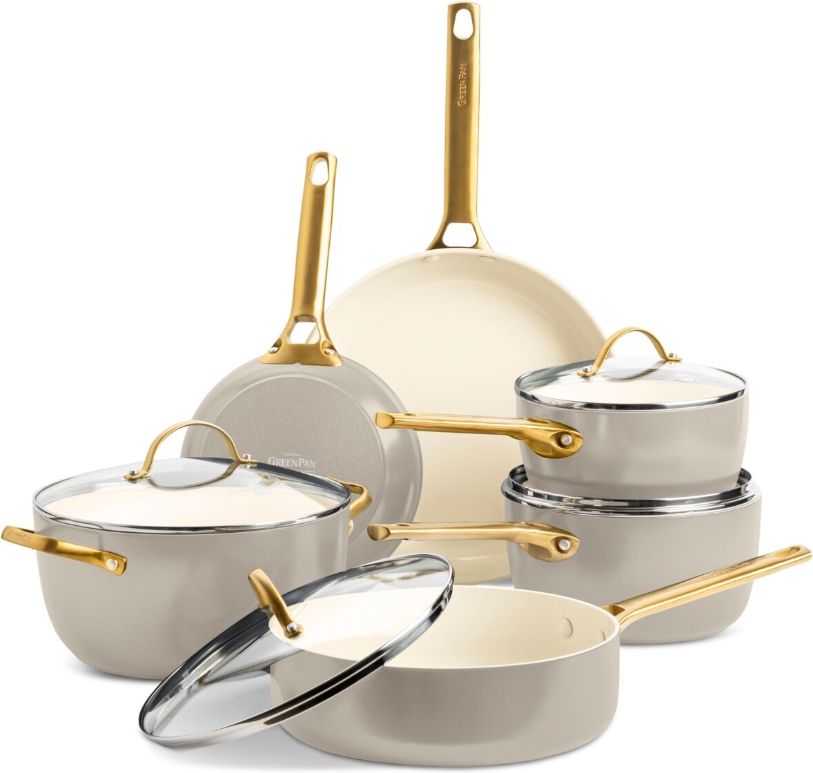 GreenPan Padova Healthy Ceramic Nonstick Cookware Set, 10 Piece - Taupe