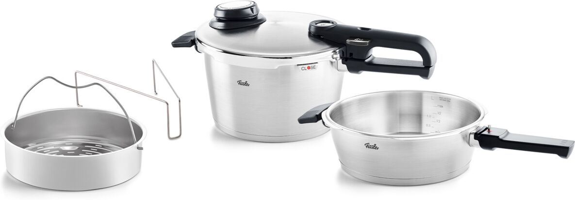 Fissler Vitavit Premium Stainless Steel Set 2.6 Quart, 4.8 Quart Pressure Cooker and Pressure Skillet