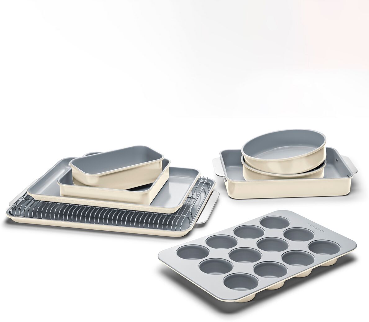 Caraway Ceramic Non-Stick Mega 11 Piece Bakeware Set - Cream