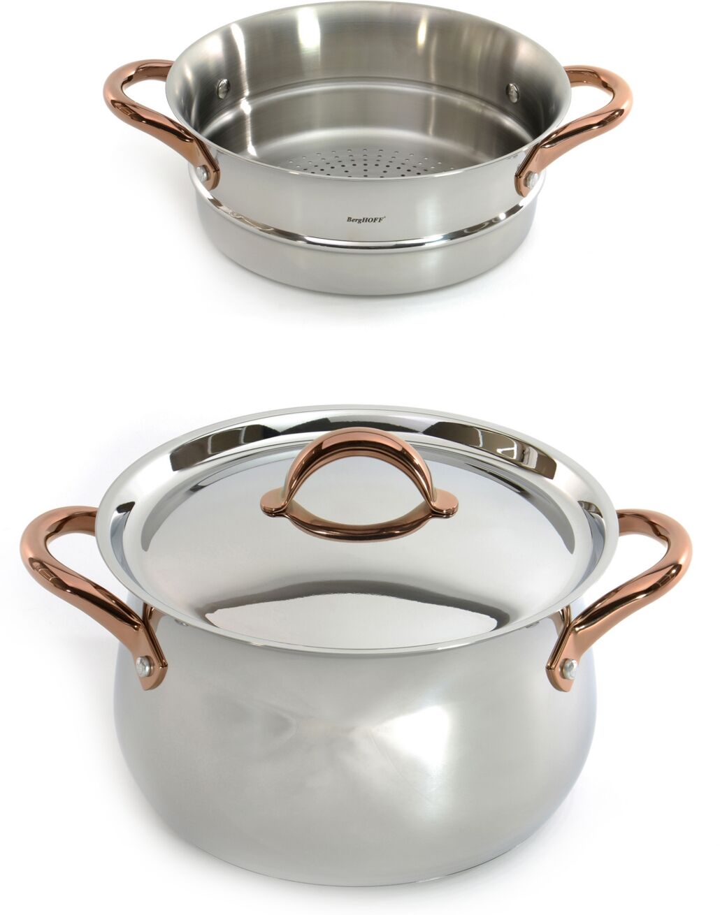 BergHOFF Ouro 18/10 Stainless Steel 3 Piece Steamer Set - Silver