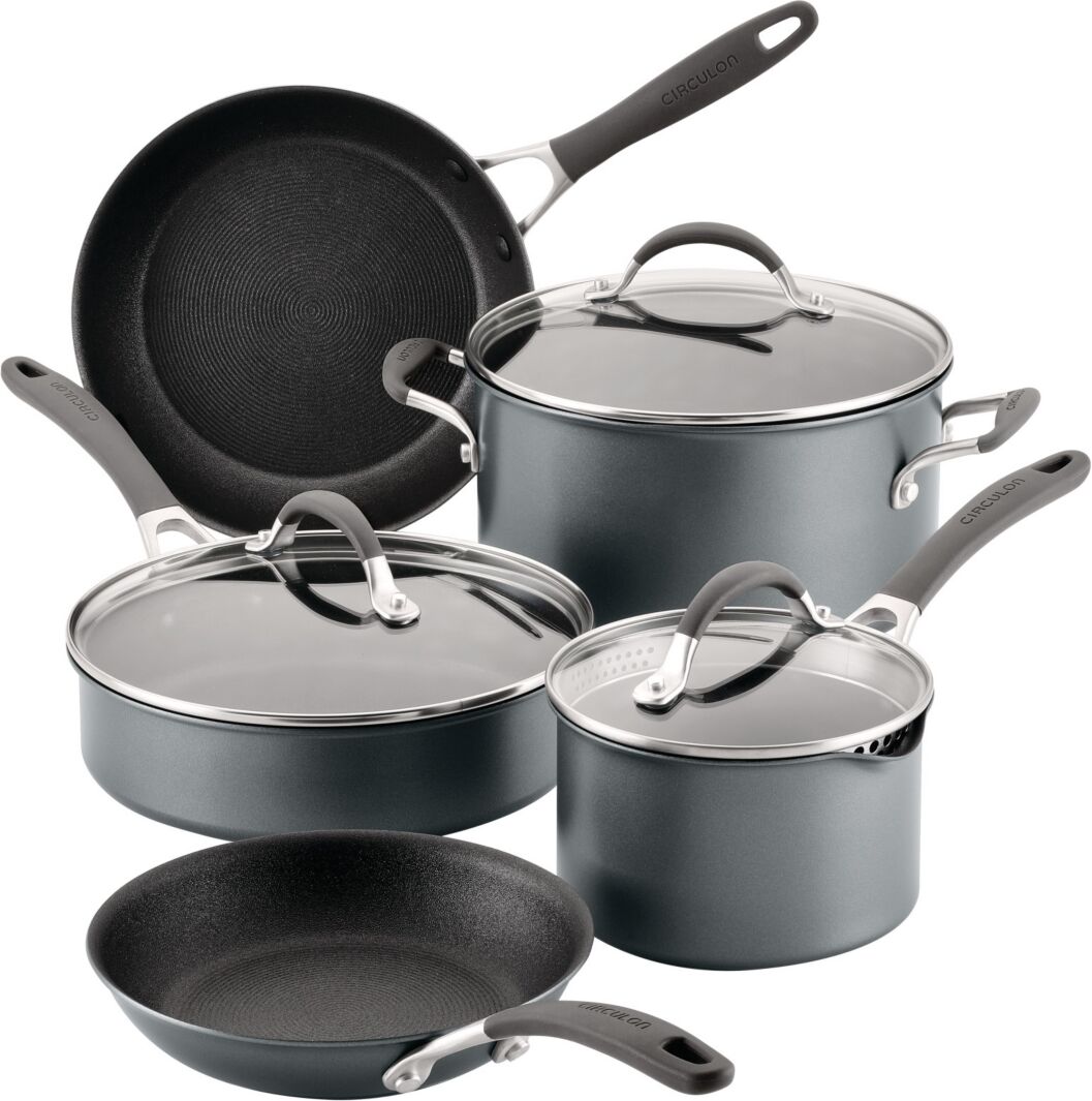 Circulon A1 Series ScratchDefense Aluminum Nonstick 8 Piece Pots and Pans Cookware Set - Graphite