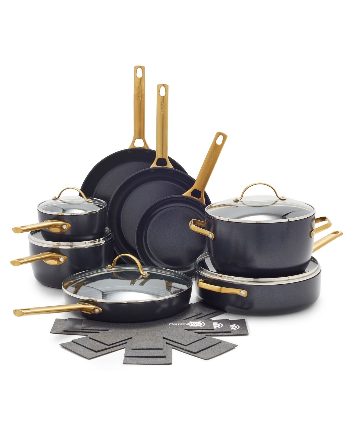 GreenPan Reserve Black Healthy Ceramic Nonstick 16-Piece Cookware Set - Black