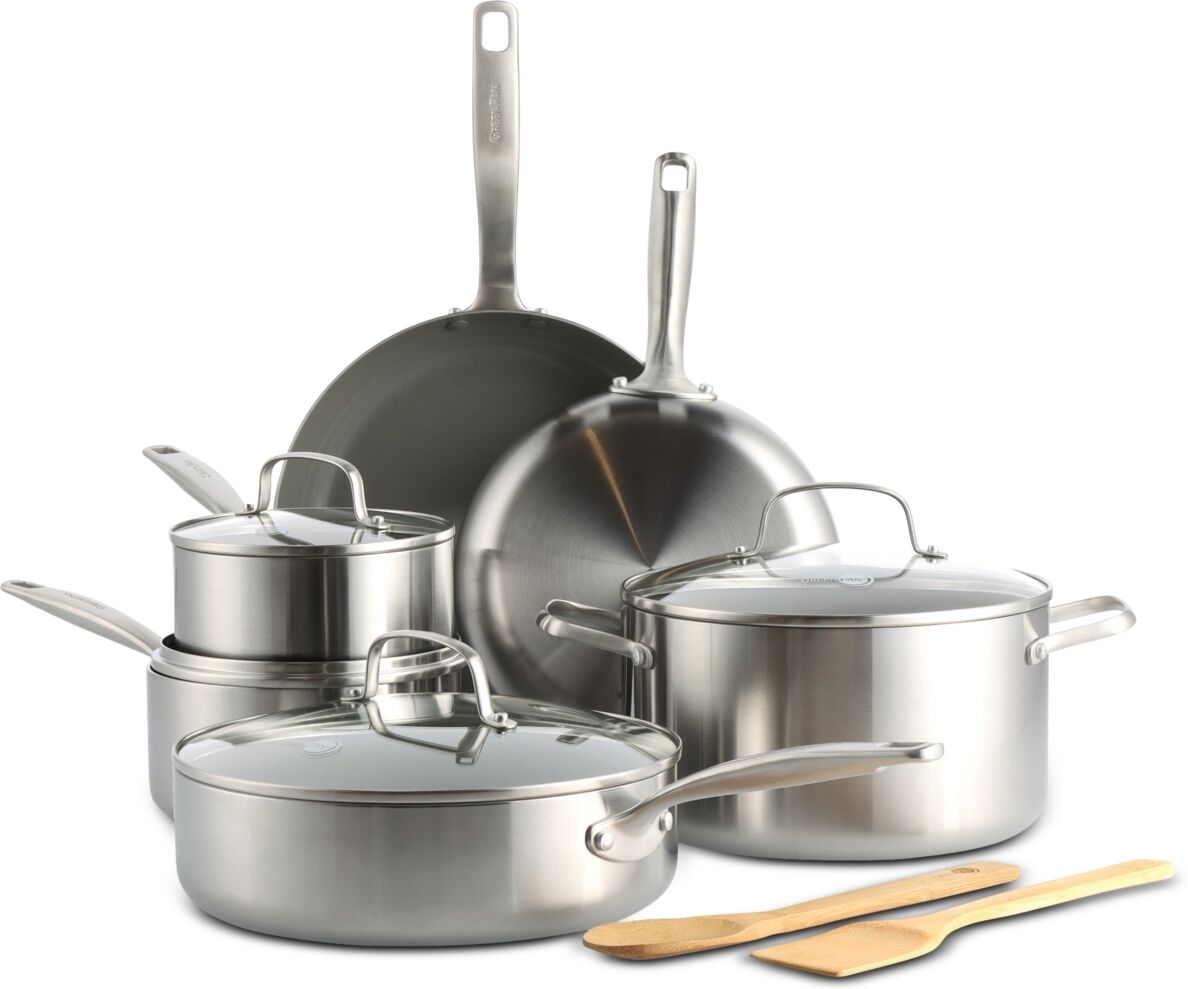 GreenPan Chatham Stainless Ceramic Nonstick 12-Pc. Cookware Set - Stainless Steel