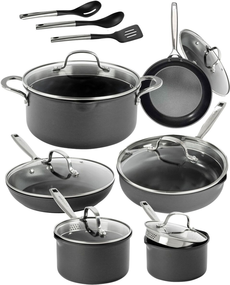 Gotham Steel Professional 2X Hard Anodized Ultra Ceramic 15-Piece Cookware Set - Black