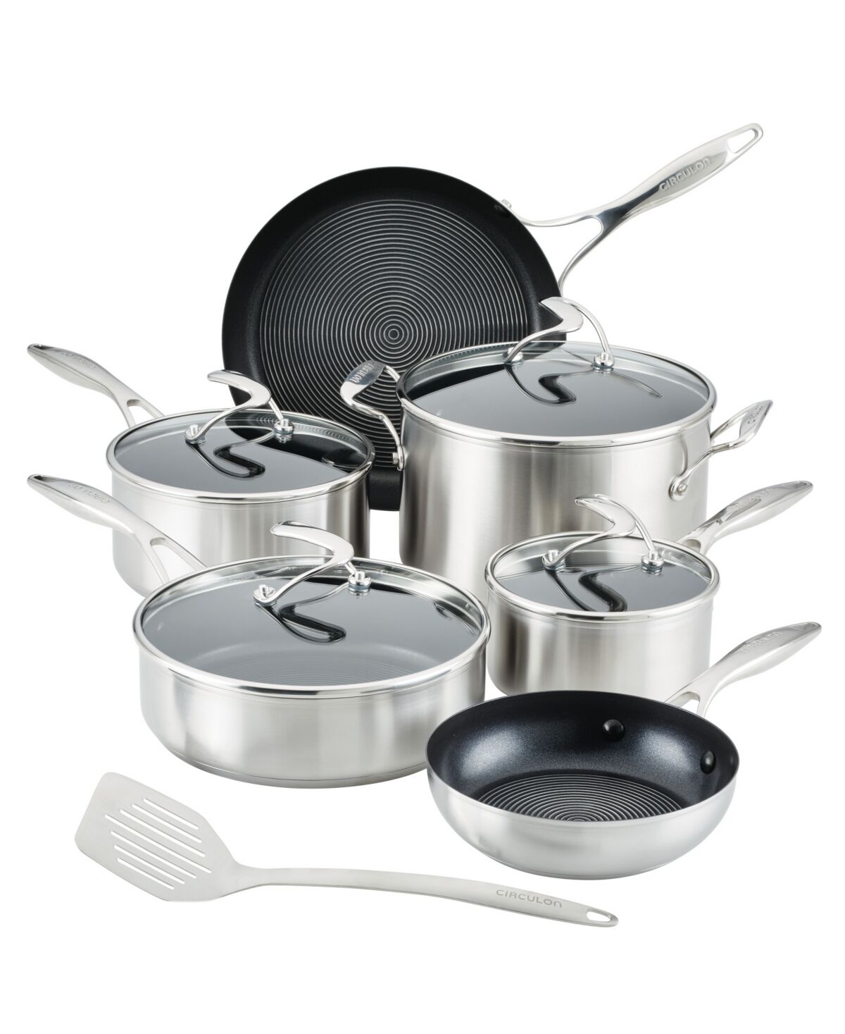 Circulon Stainless Steel Cookware Set with SteelShield Hybrid Stainless and Nonstick Technology, 11-piece, Silver - Silver