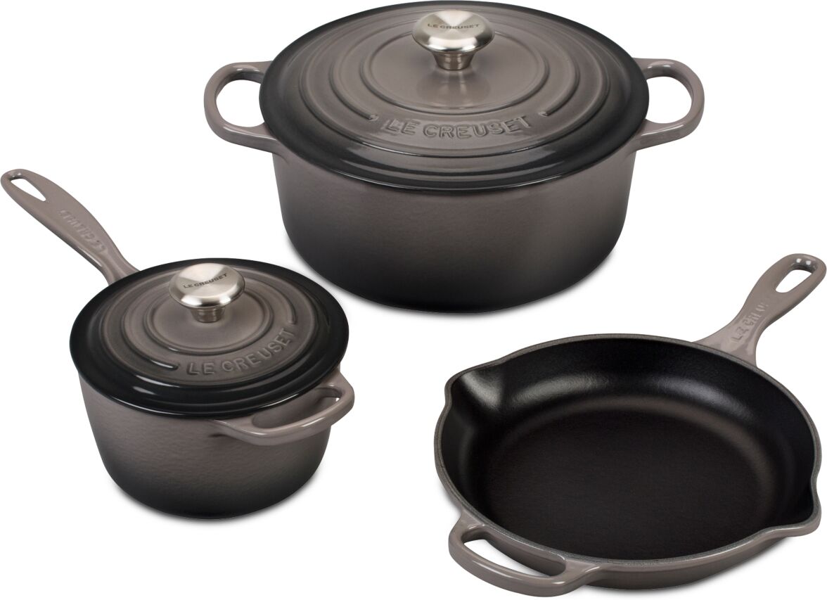 Le Creuset Five Piece Enameled Cast Iron Cookware Set - Oyster