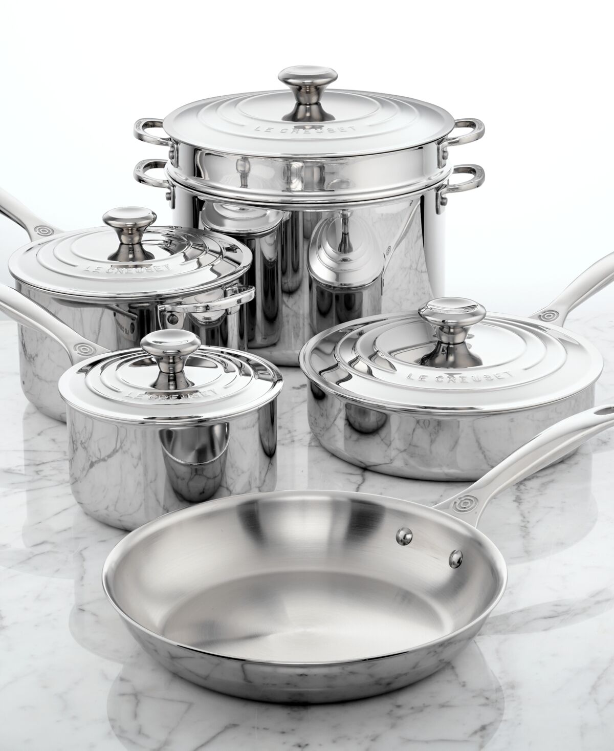 Le Creuset 10 Piece 3-Ply Stainless Steel Cookware Set - Stainless Steel