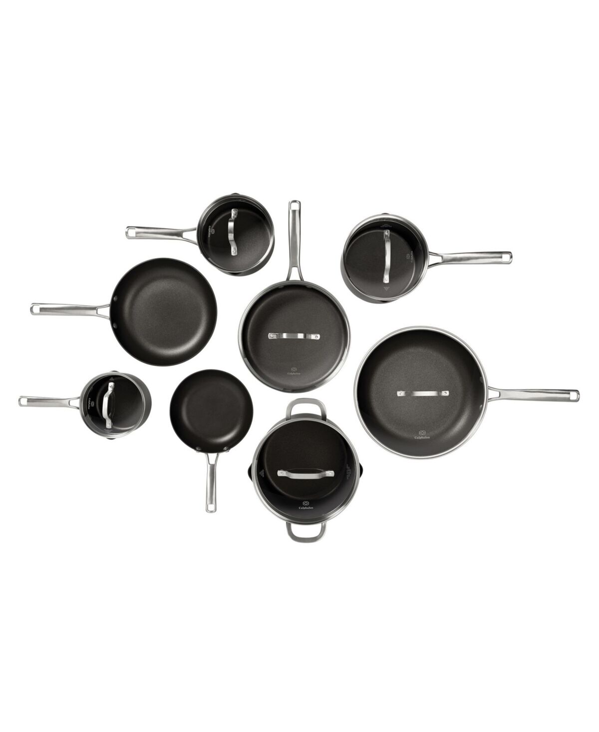 Calphalon Classic Hard-Anodized Nonstick Cookware 14-Piece Pots and Pans Set - Black, Stainless Steel