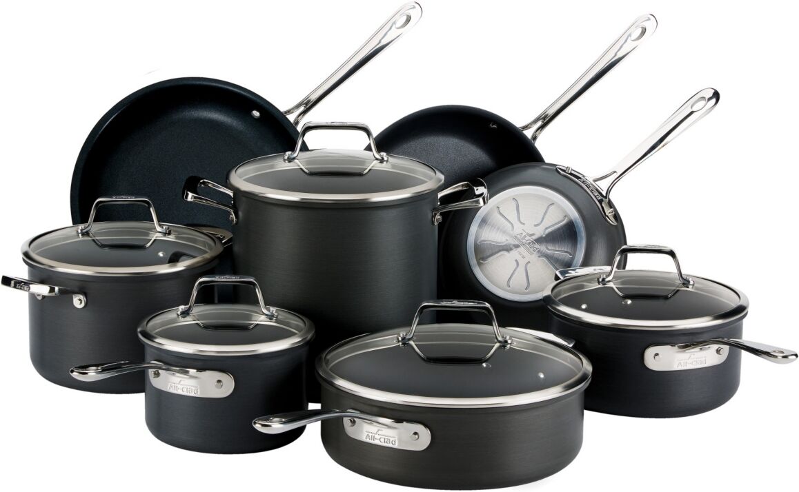 All-Clad B1 Aluminum Nonstick Cookware Set, 13 Piece - Black