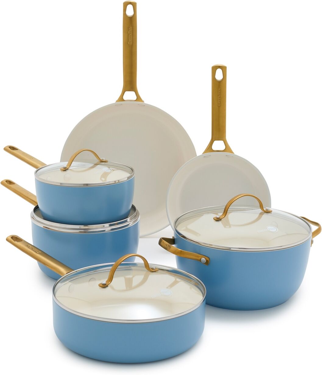 GreenPan Reserve Hard Anodized Aluminum, Stainless Steel 10 Piece Nonstick Cookware Set - Sky Blue