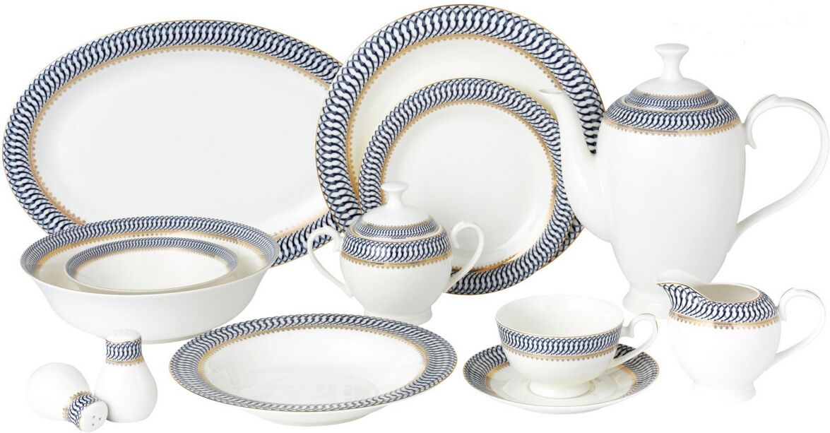 Lorren Home Trends Sapphire 57-pc Dinnerware Set, Service for 8 - Blue