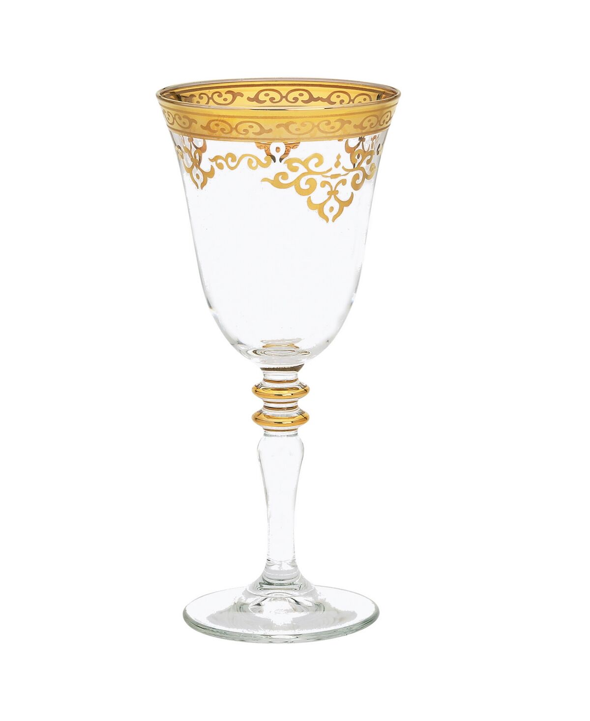 Classic Touch Set of 6 Water Glasses with Rich Design - Gold