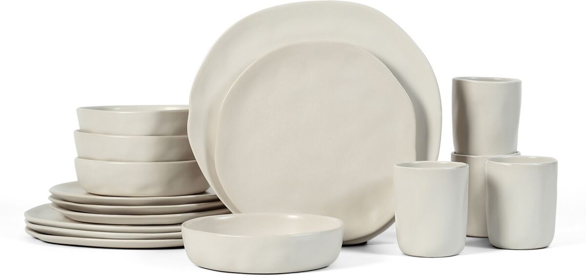 Pro-Ject Stone by Mercer Project Hekonda Stoneware 16 Pieces Dinnerware Set, Service for 4 - Beige