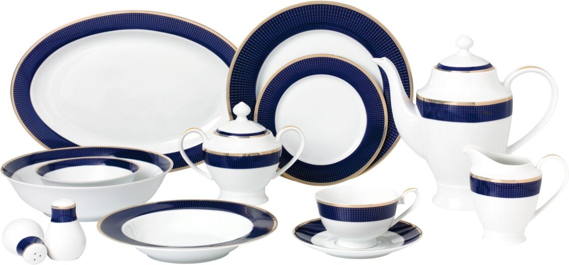 Lorren Home Trends Midnight 57-Pc. Dinnerware Set, Service for 8 - Blue