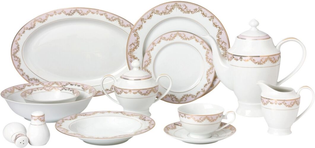 Lorren Home Trends Beauty 57-pc Dinnerware Set, Service for 8 - Pink