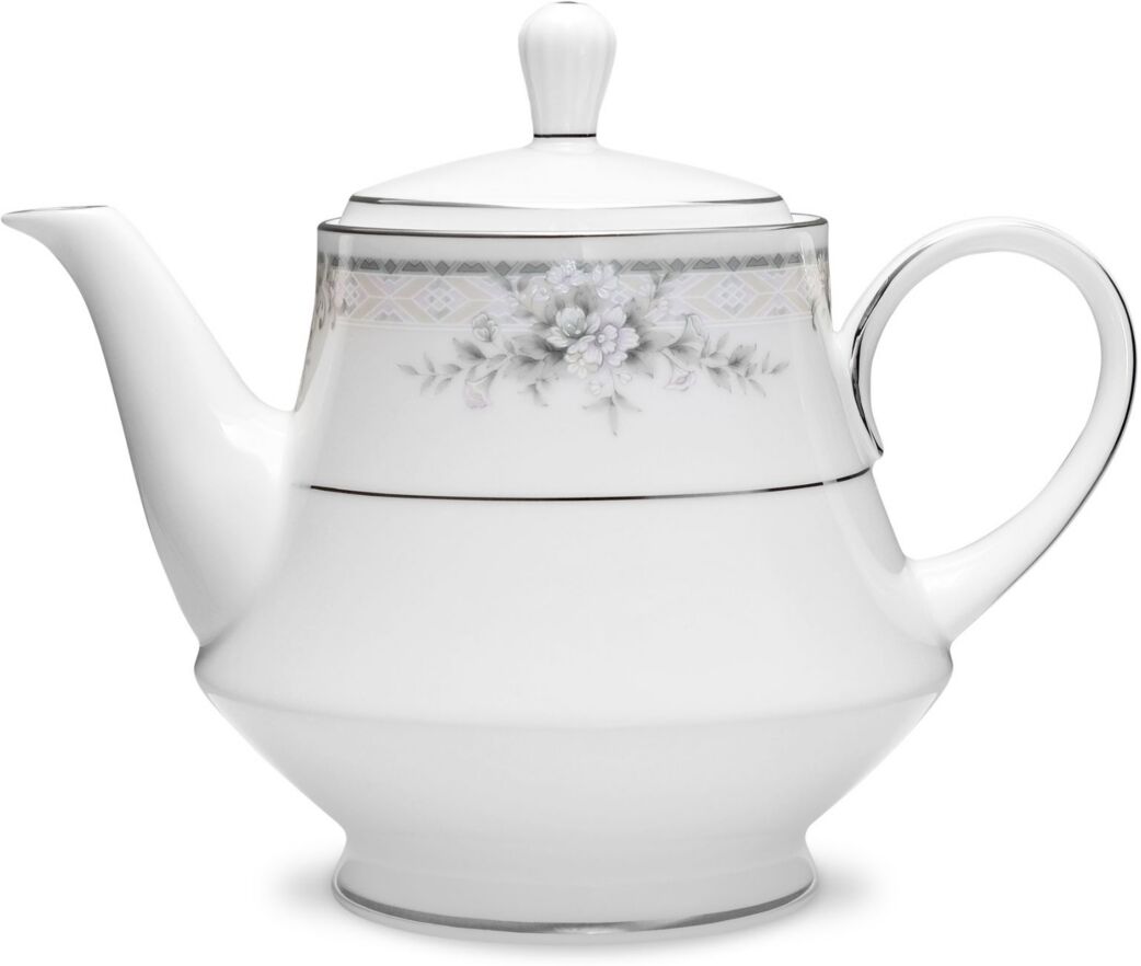 Noritake Sweet Leilani Tea Pot 38 Oz. - Silver