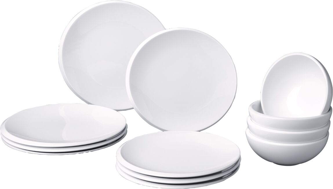 Villeroy & Boch New Moon 12 Piece Dinnerware Set, Service For 4 - White