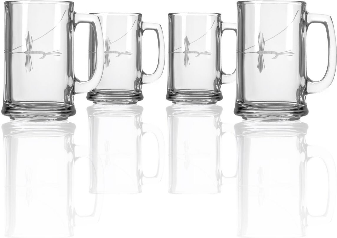 Rolf Glass Fly Fishing Beer Mug 16Oz- Set Of 4 Glasses