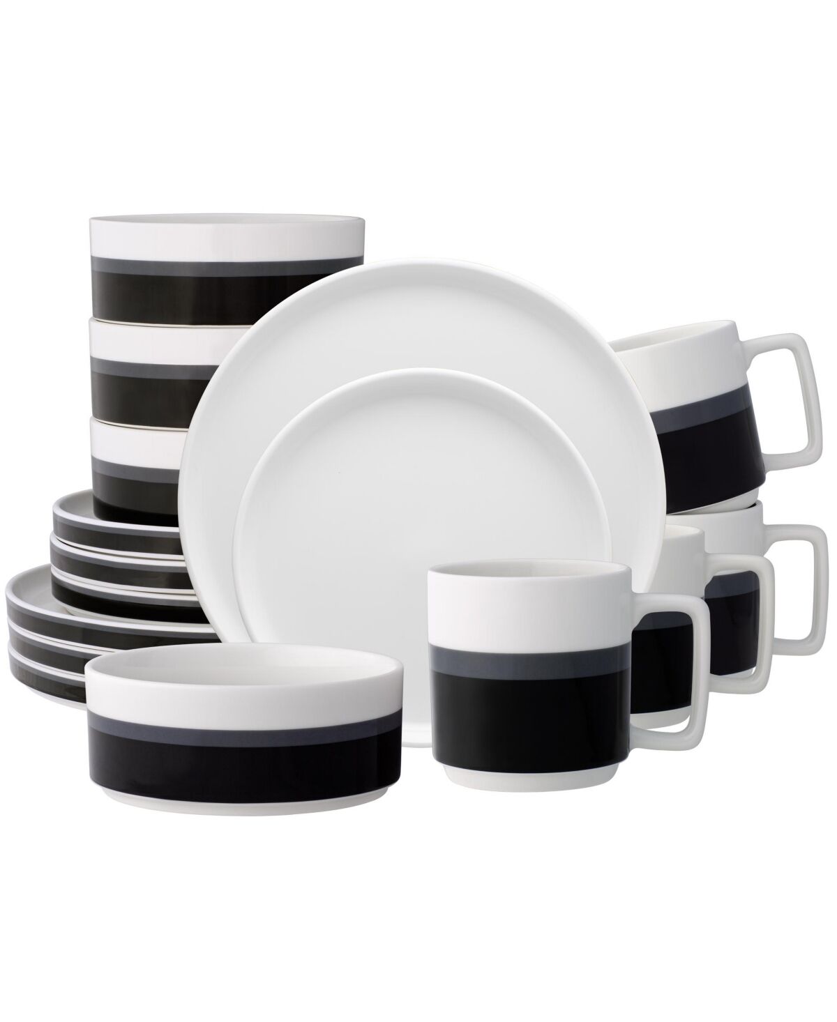 Noritake Colorstax Stripe 16-Piece Dinnerware Set, Service for 4 - Black
