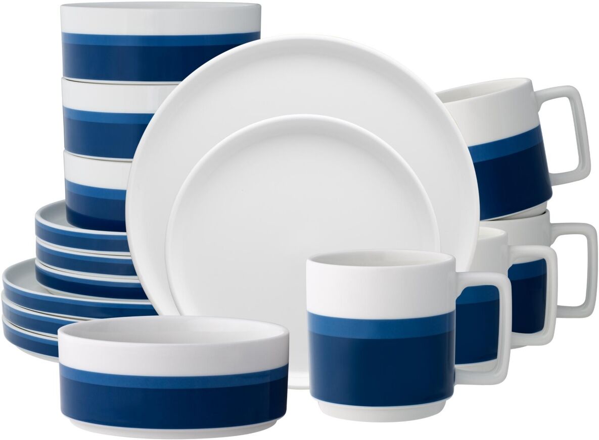 Noritake Colorstax Stripe 16-Piece Dinnerware Set, Service for 4 - Blue