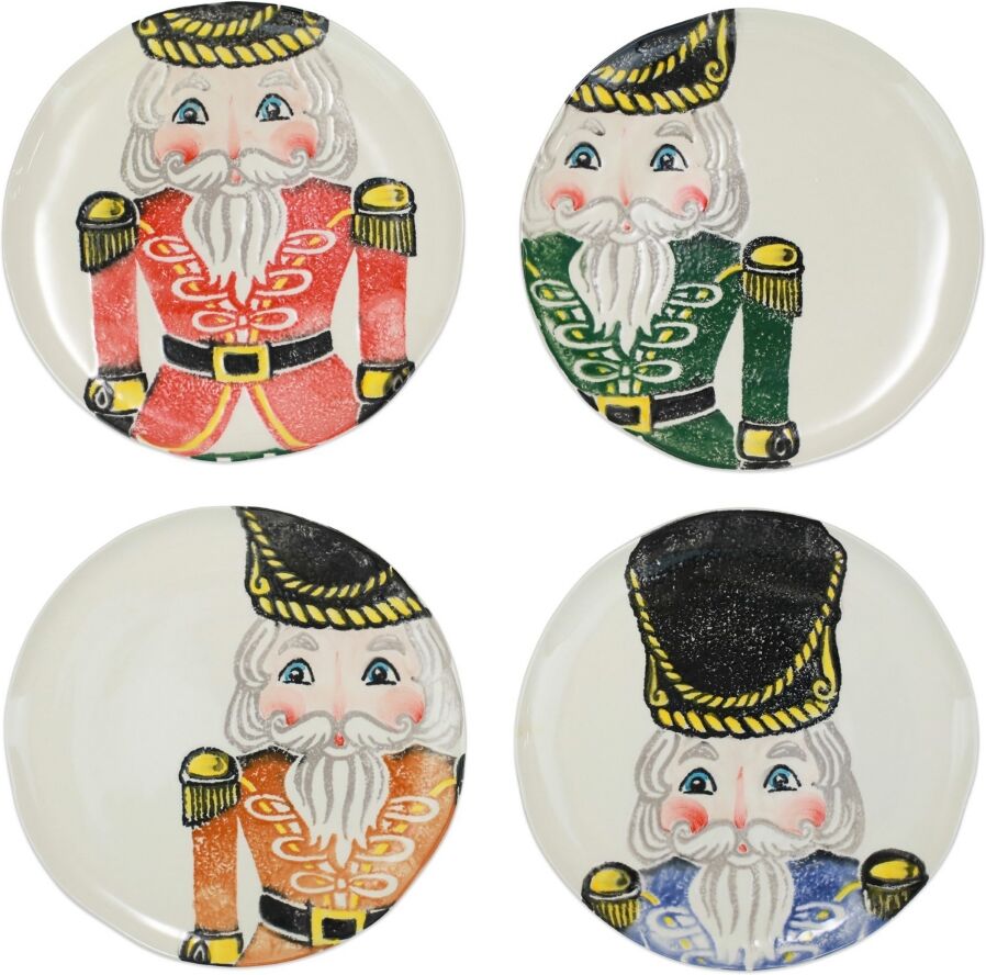 Vietri Nutcrackers Dinnerware Dinner Plates, Set of 4 - Assorted