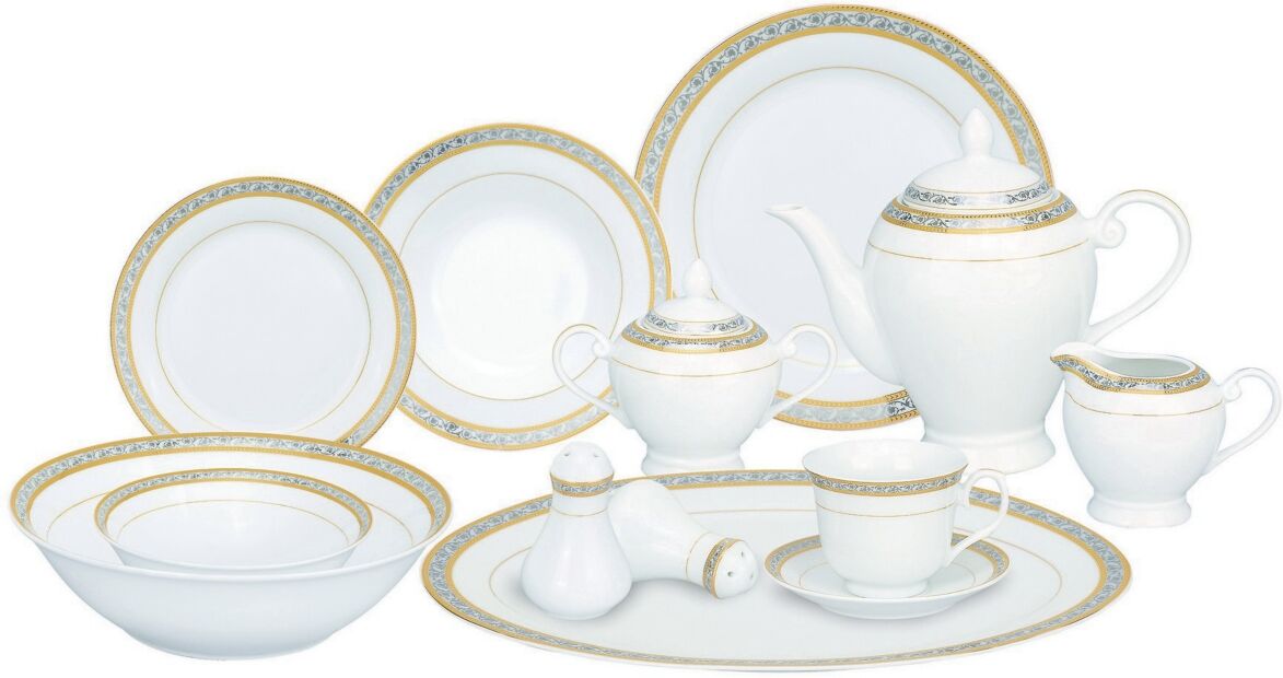 Lorren Home Trends Safora 57-pc Dinnerware Set, Service for 8 - Silver