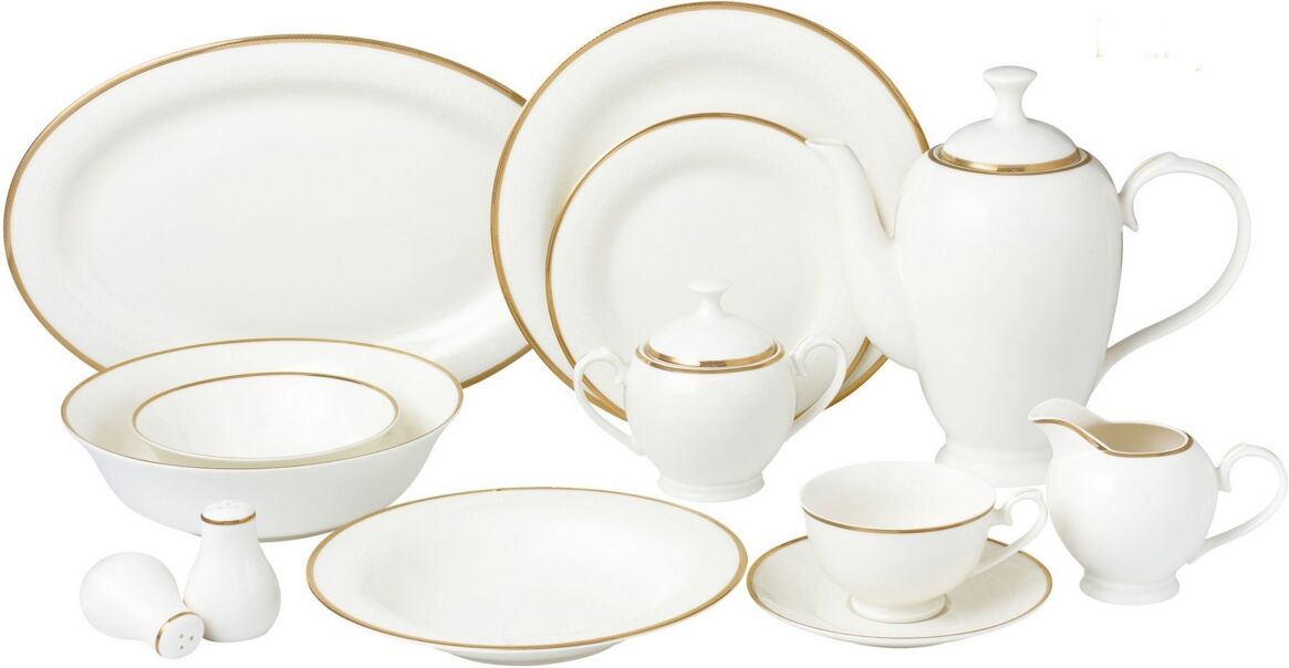 Lorren Home Trends Daisy 57-pc Dinnerware Set, Service for 8 - Gold