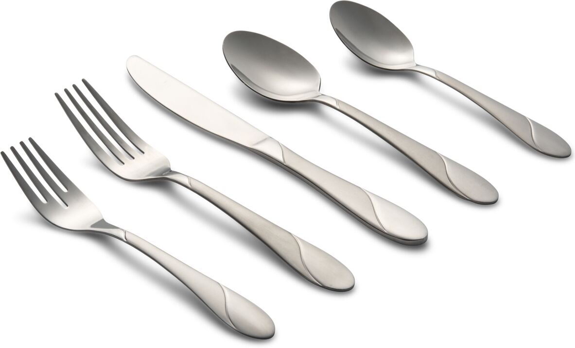 Cambridge Silversmiths Swirl Sand 89-Piece Flatware Set, Service for 12 - Silver