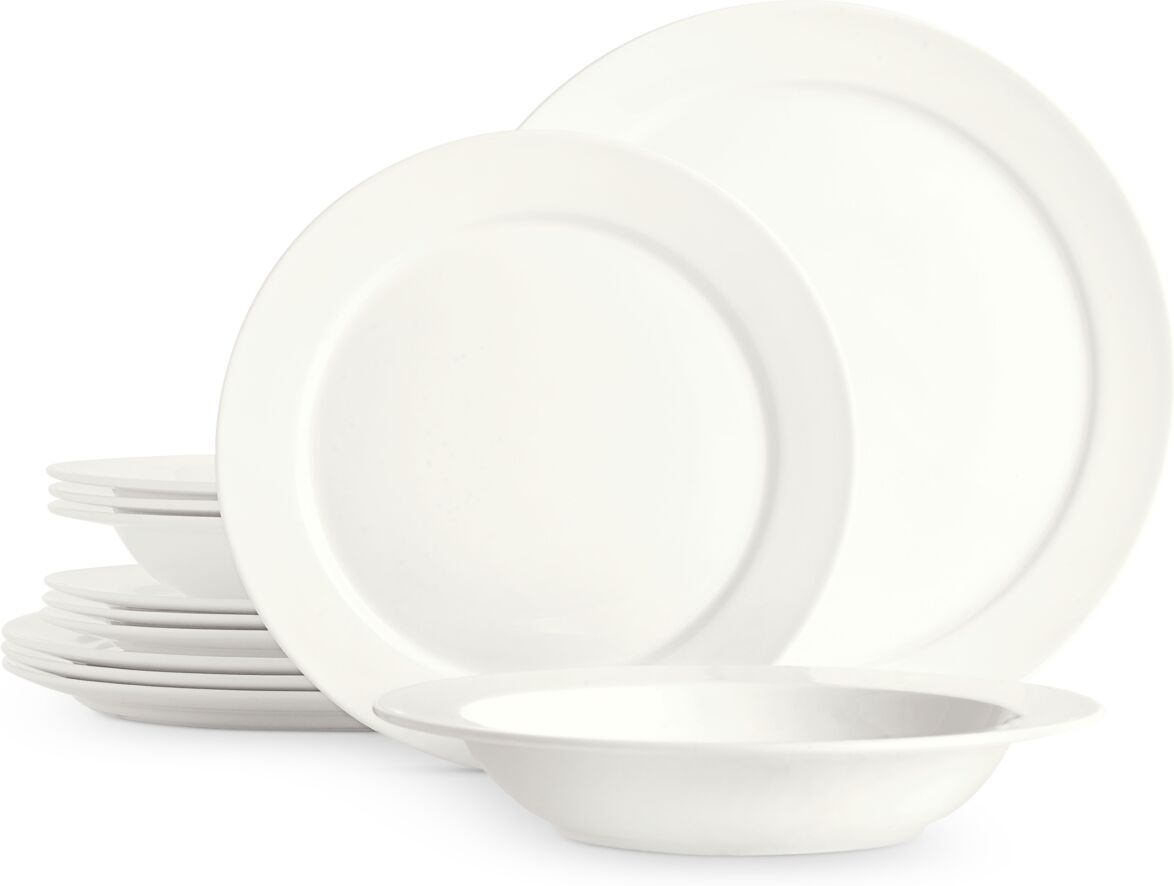 Hotel Collection Round Rim Bone China 12 Pc. Dinnerware Set, Service for 4, Created for Macy's - White