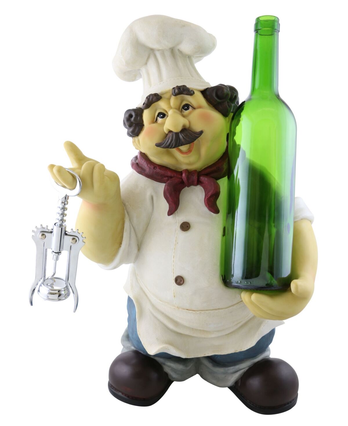 Wine Bodies Chef Bottle Holder with Cork Opener - Multi