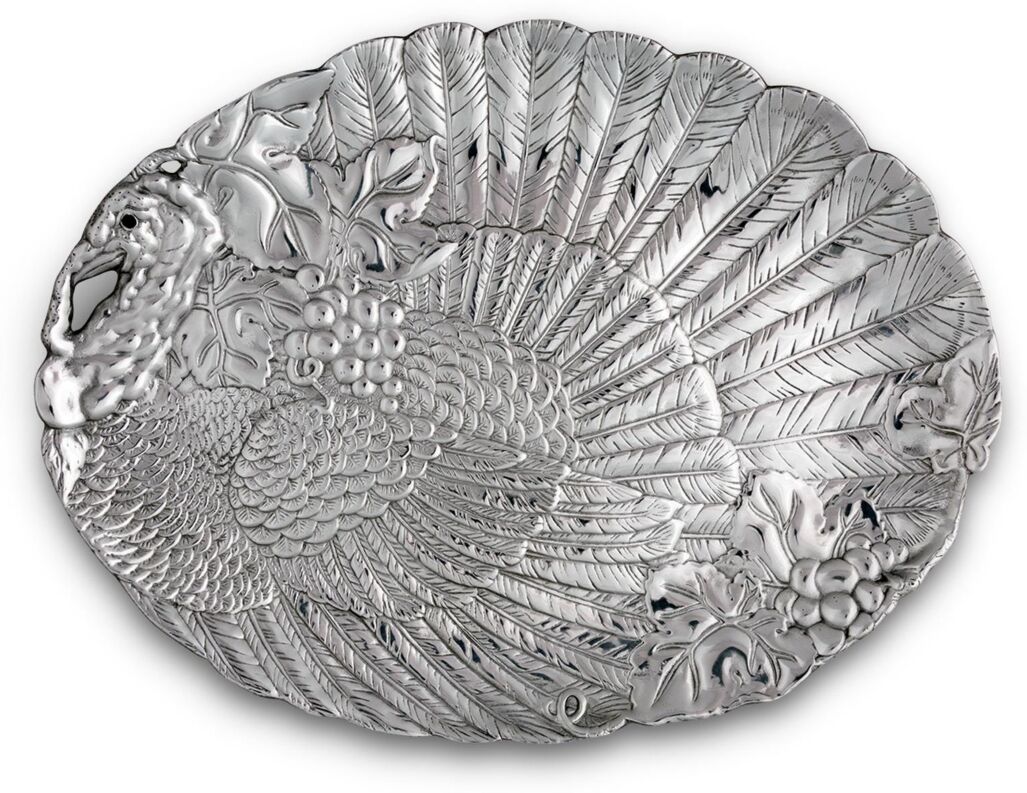 Arthur Court Designs Aluminum Harvest Turkey Oval Platter - Silver