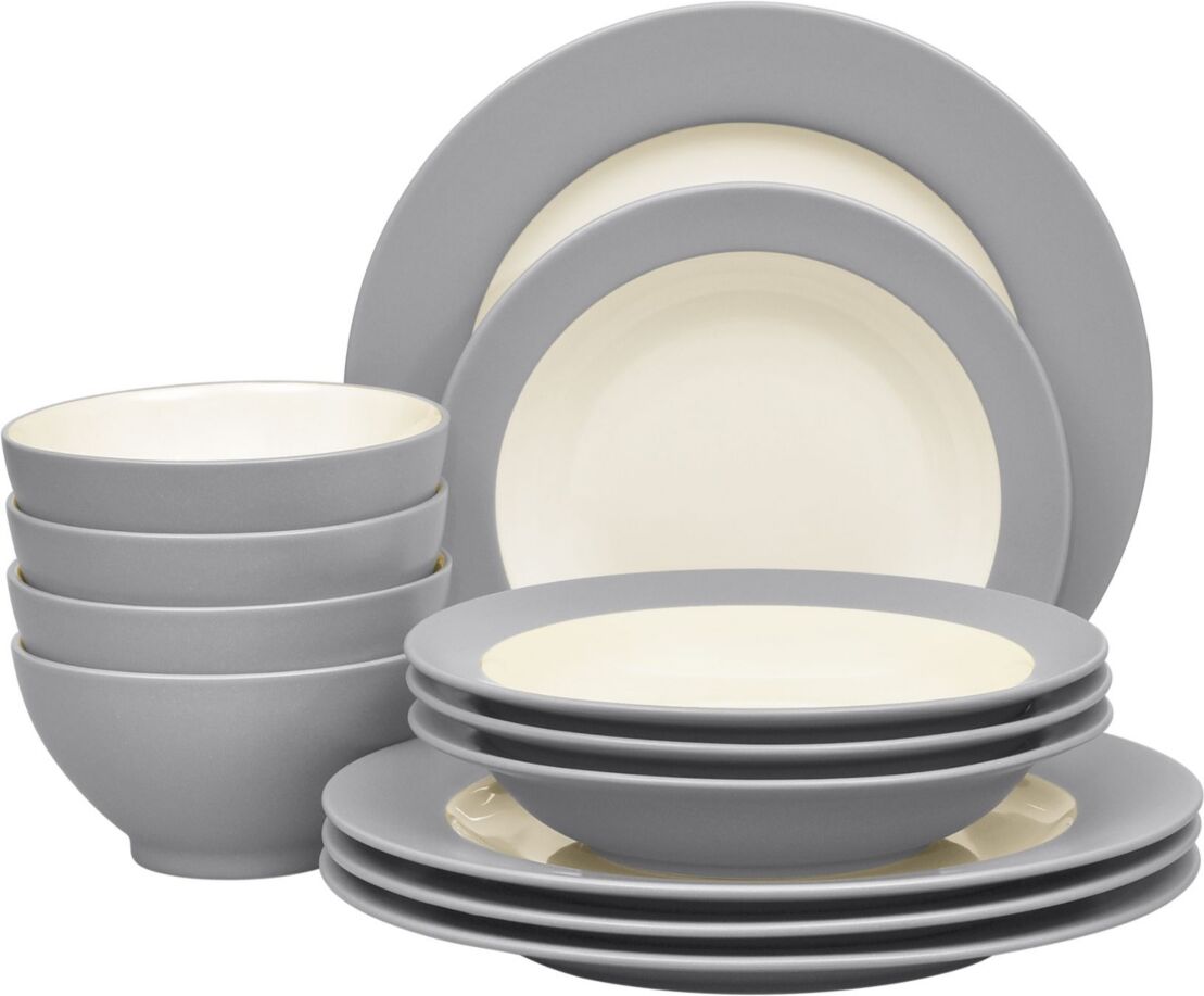 Noritake Colorwave Rim 12-Piece Dinnerware Set, Service for 4, Created for Macy's - Slate