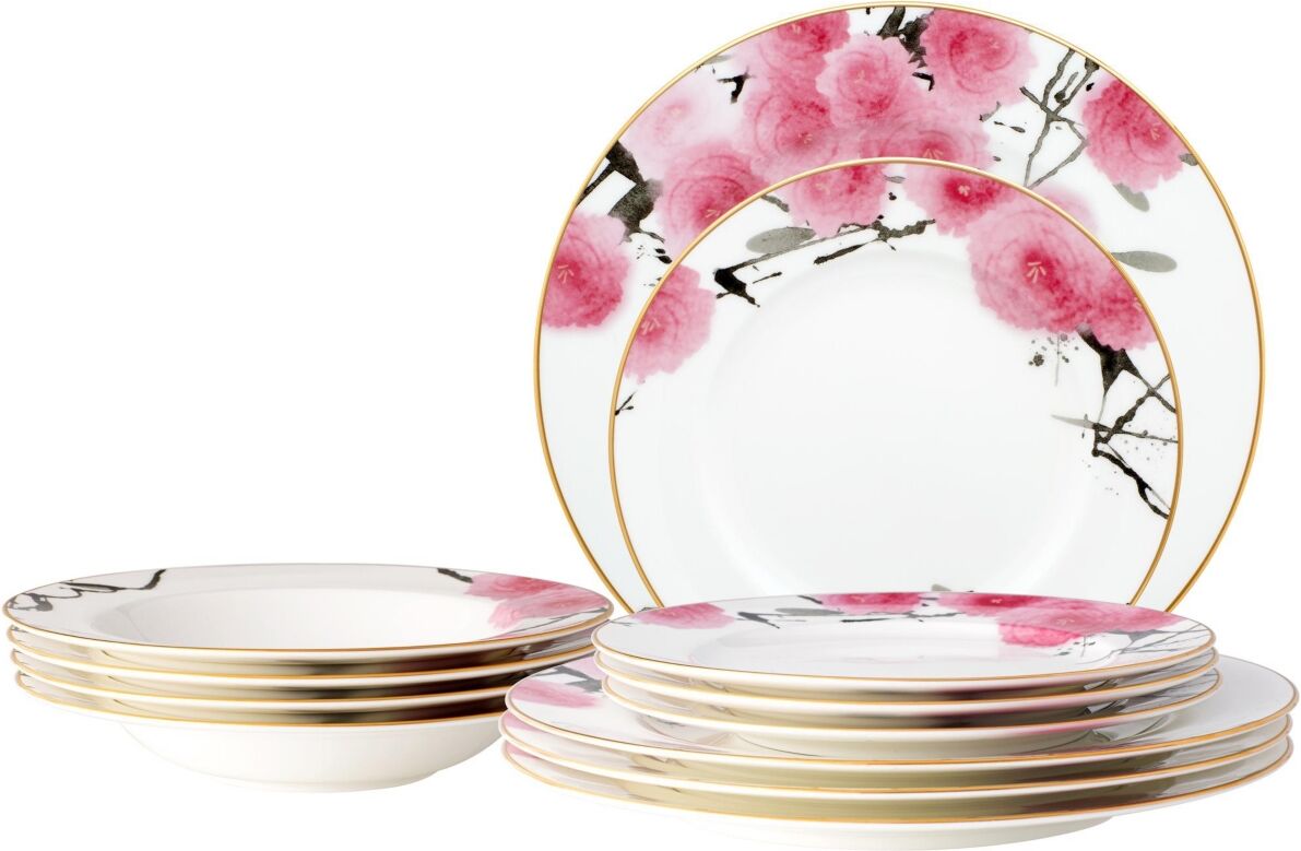 Noritake Yae 12 Pc Dinnerware Set, Service for 4 - Pink And White