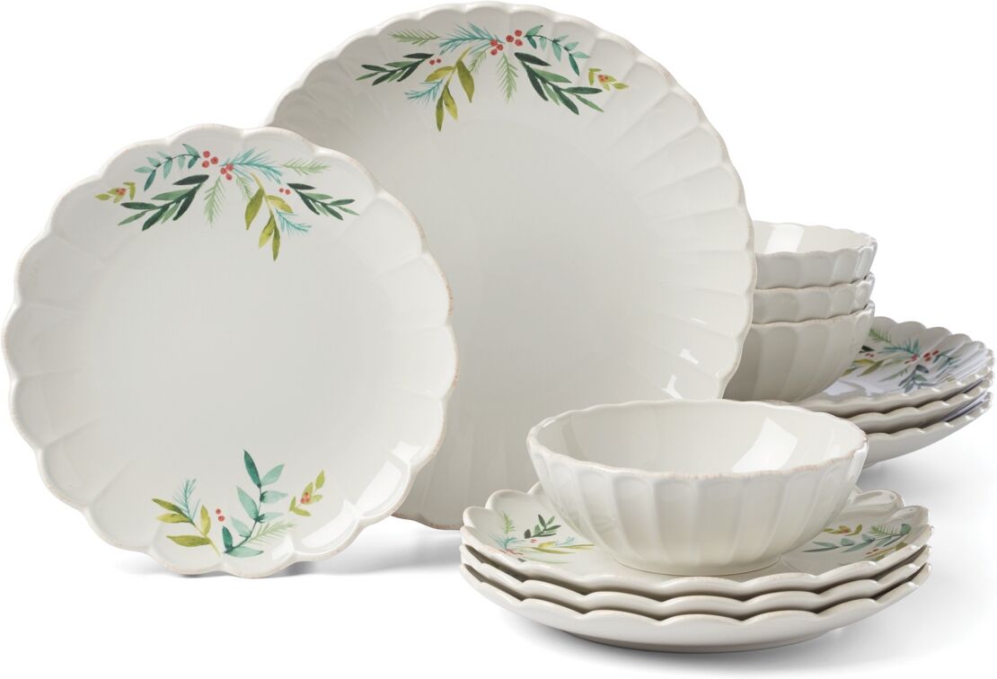 Lenox French Perle Berry Holly 12 Pc. Dinnerware Set, Service for 4 - White