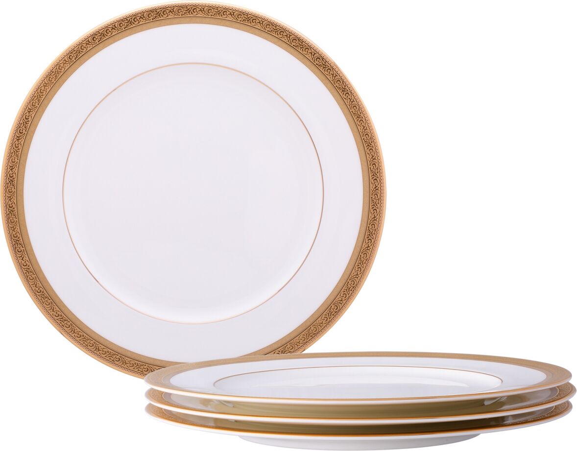 Noritake Summit Gold Set of 4 Dinner Plates, Service For 4 - White