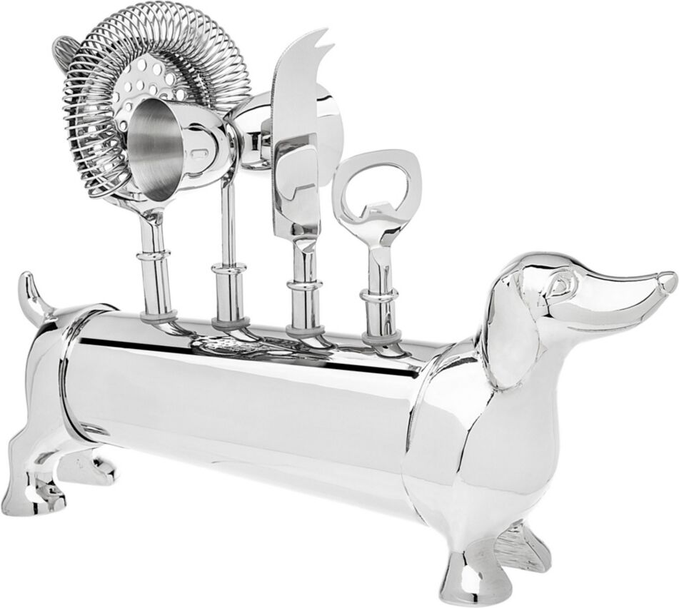 Godinger Dachshund 5 Piece Bar Tool Set - Silver