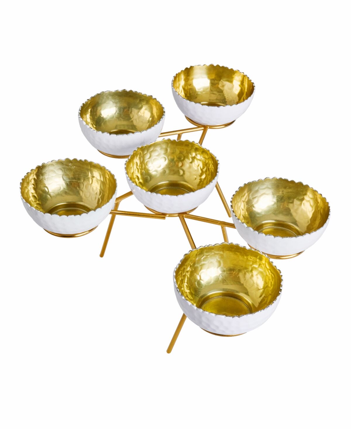 Godinger Signature Collection by Godinger Enamel Gold-Tone Stainless Bowls on Stand - White