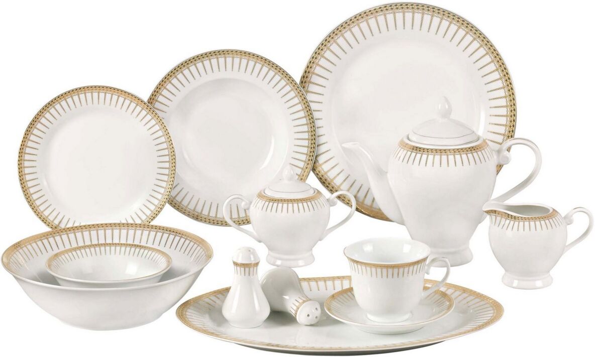 Lorren Home Trends Aria 57-pc Dinnerware Set, Service for 8 - Gold