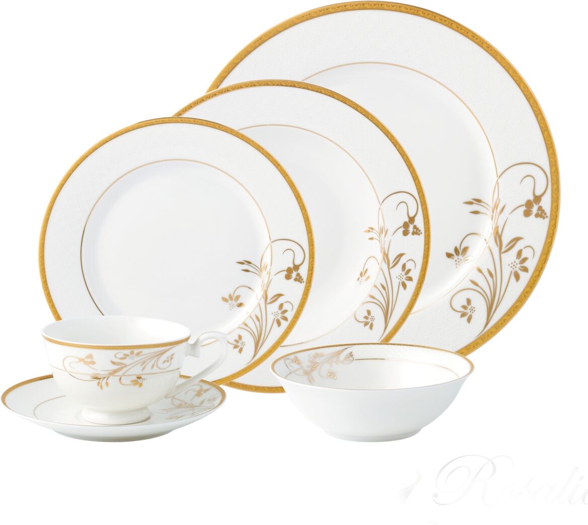 Lorren Home Trends Dinnerware Bone China, Service for 4 by Lorren Home Trends, Set of 24 - Gold-Tone