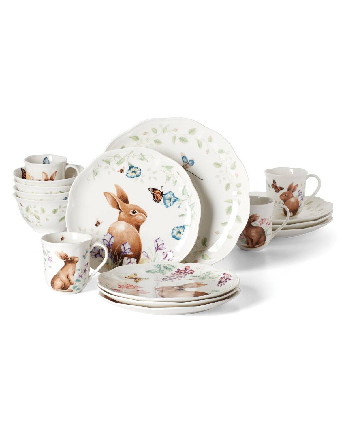 Lenox Butterfly Meadow Bunny Dinnerware Set, 16 Piece - Multi and White