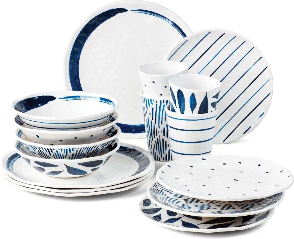 Lenox Blue Bay Melamine 16-Piece Dinnerware Set - White