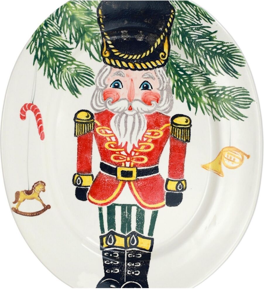 Vietri Nutcrackers Large Oval Platter - Red