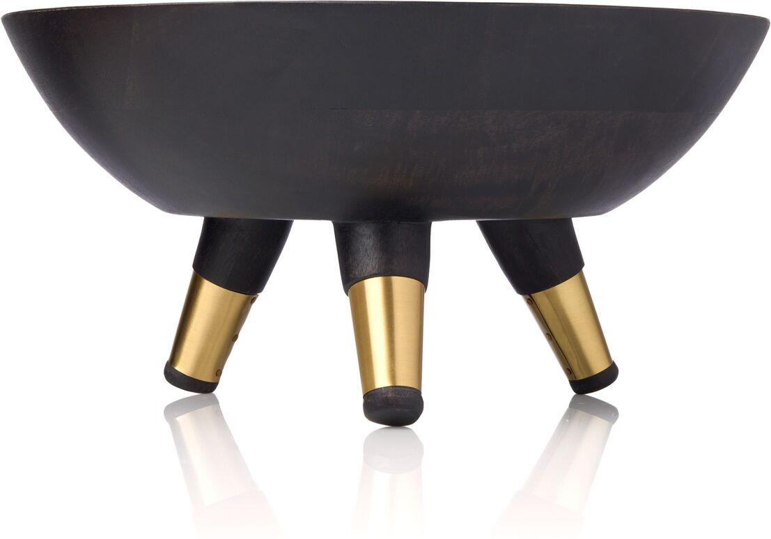 Godinger Signature Collection by Godinger Acacia Wood Bowl with Tripod Legs and Metal Studs 12