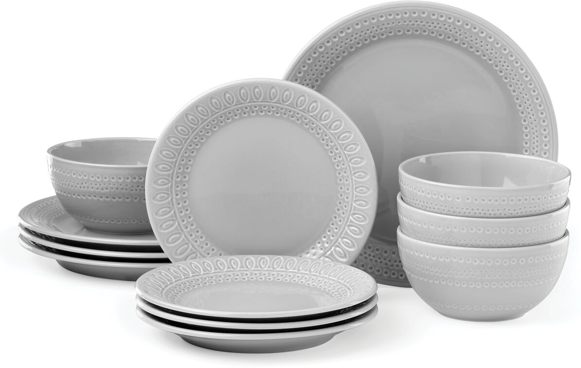 kate spade new York Willow Drive 12-pc Dinnerware Set, Service for 4 - Grey