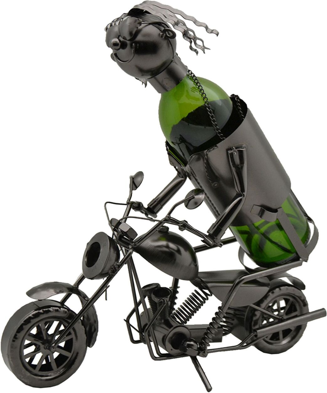 Wine Bodies Motorcycle Rider Wine Bottle Holder - Silver